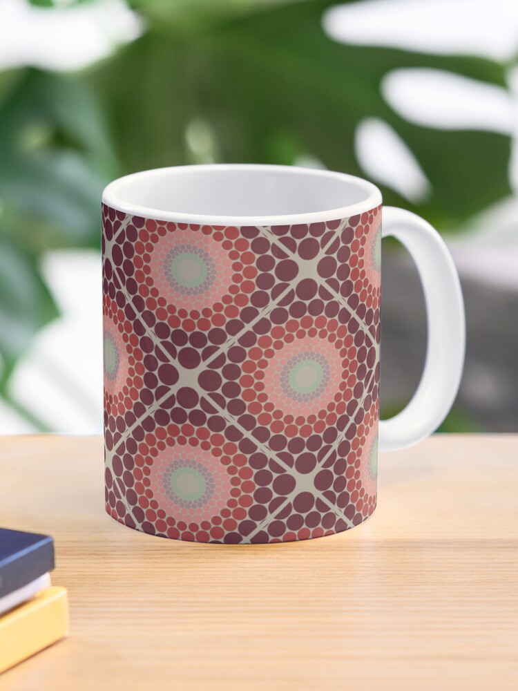 Coffee Mug, Radiant Fashion Week Dot Mandala Diamond Tile designed and sold by Triplicate Limited