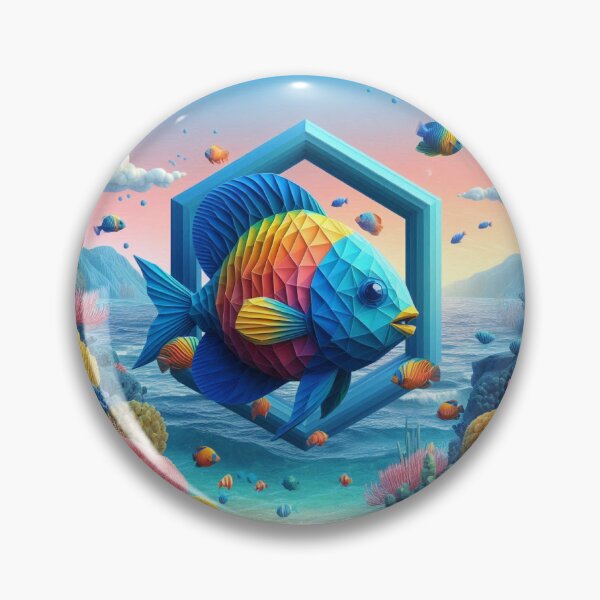 Item preview, Geometric 3D Fish in a coral reef Artwork designed and sold by FrecklesStick.