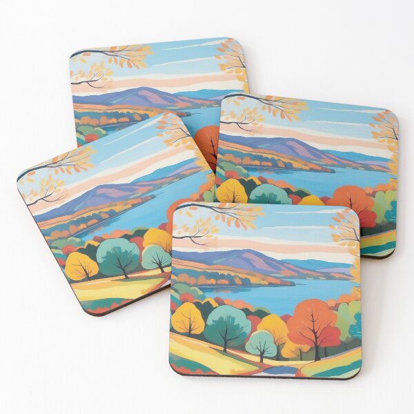 Item preview, Golden Hour Brilliance Over Lush Autumnal Lakeside Vista designed and sold by ArtComixHaven.