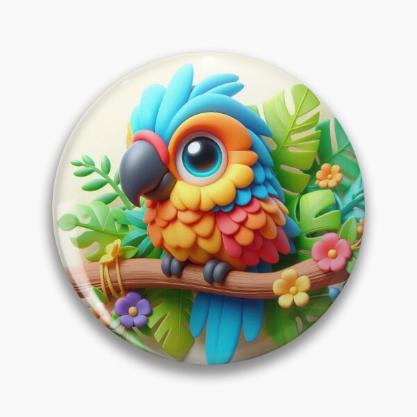 Item preview, Tropical Parrot Cute 3D Artwork with flowers and leaves designed and sold by FrecklesStick.