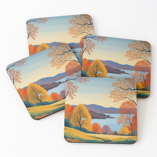 Item preview, Autumn Twilight Peaceful Lake Amidst Colourful Foliage designed and sold by ArtComixHaven.