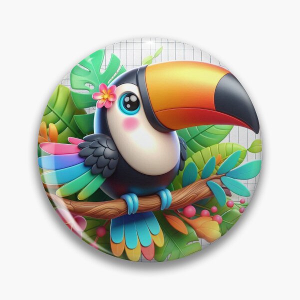 Item preview, Adorable 3D Colorful Artwork of a Toucan with a Flower designed and sold by FrecklesStick.