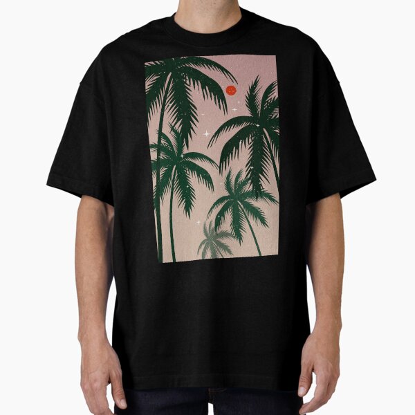 Large Palm Trees at Night Oversized T-Shirt