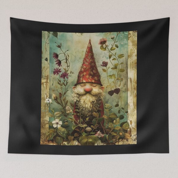 Item preview, Botanical woodland, Gnome Cottage-core Floral Throw Blanket  designed and sold by LLdreams.