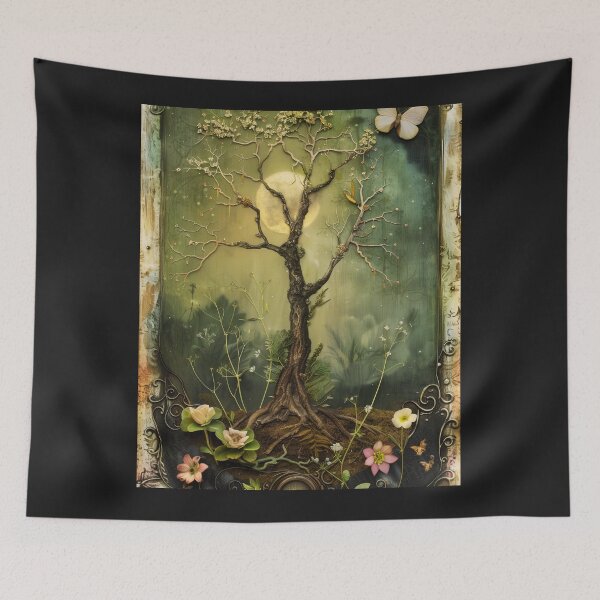 Item preview, Botanical woodland,  Cottage-core Floral Throw Blanket  designed and sold by LLdreams.