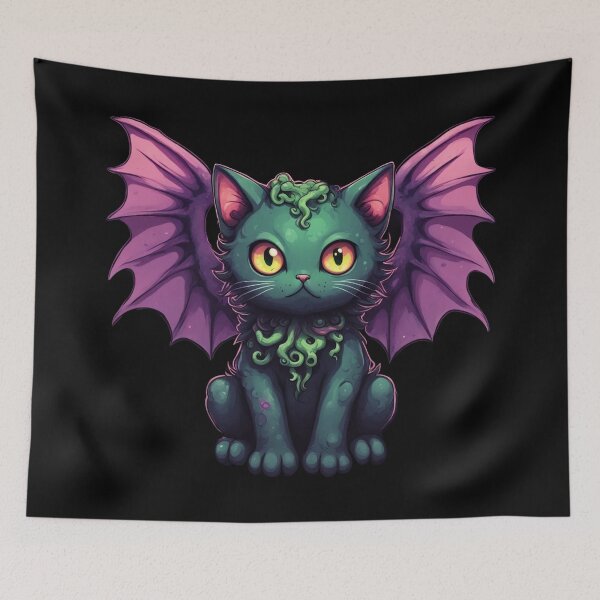 Item preview, Cathulhu, Lovecraftian Cat, Dragon Wings, Kawaii Cute designed and sold by Burn-Ego.