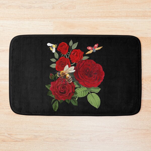 Item preview, Beautiful Red Roses With Pollinators Colorful Design designed and sold by EarthArtDesigns.