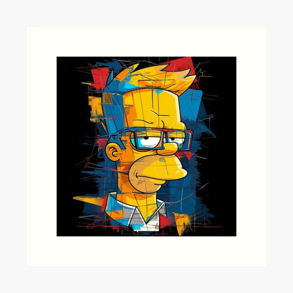 Item preview, Exquisite Deconstructed Bart Simpson Minimalist Line Art designed and sold by Pix80Studio.
