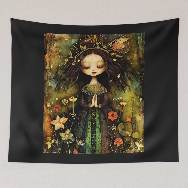 Item preview, Botanical woodland, Fairy Cottage-core Floral Throw Blanket  designed and sold by LLdreams.