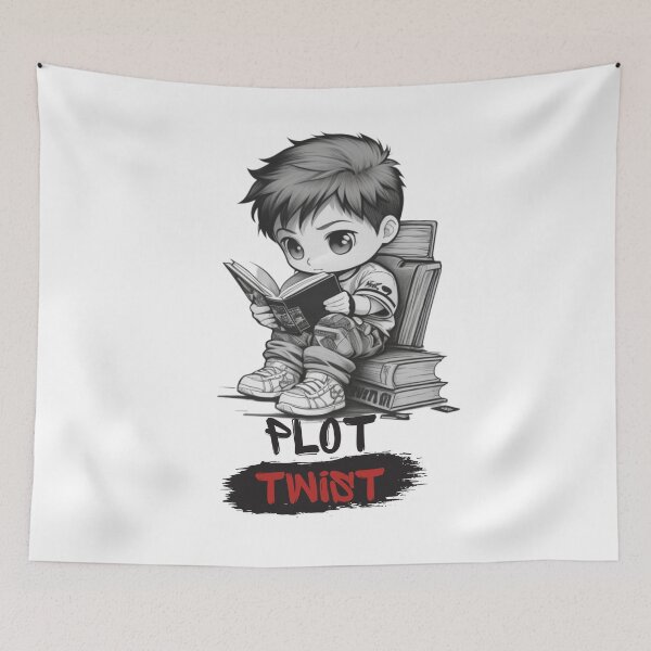 Item preview, Chibi Boy Reader &  "Plot Twist" designed and sold by MusesWhispers.