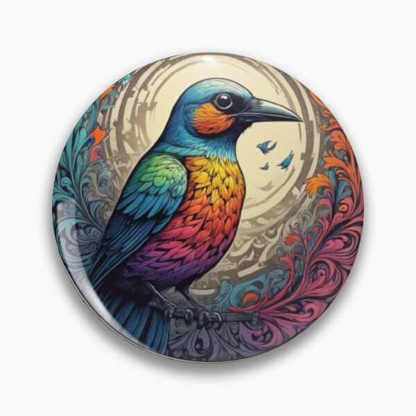 Item preview, Colorful Mystical Bird in watercolor paint designed and sold by EmeraldCauldren.