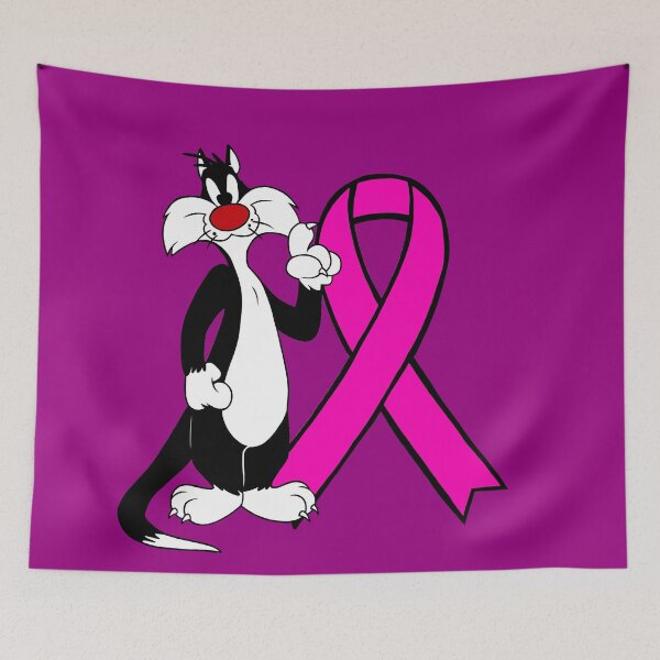 Item preview, Classic Tuxedo Cat Cartoon Standing with Awareness Ribbon (Pink) designed and sold by CaitlynConnor.