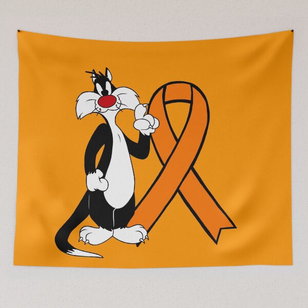 Item preview, Classic Tuxedo Cat Cartoon Standing with Awareness Ribbon (Orange) designed and sold by CaitlynConnor.