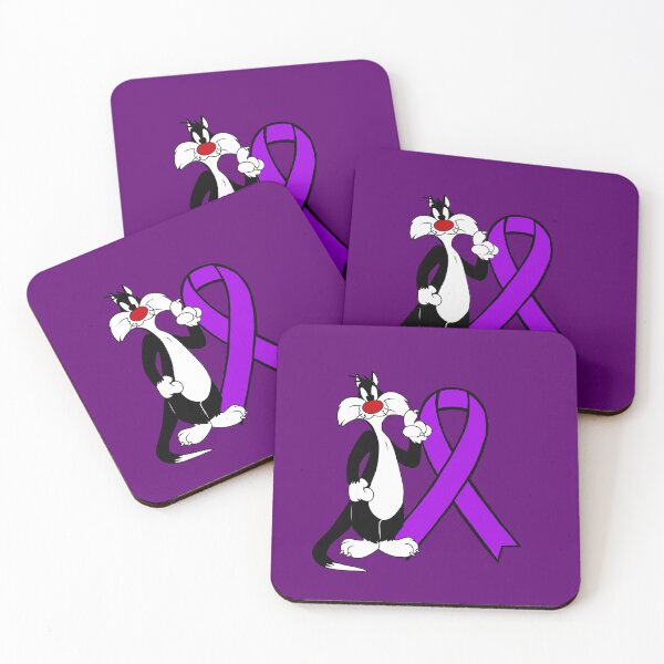 Item preview, Classic Tuxedo Cat Cartoon Standing with Awareness Ribbon (Purple) designed and sold by CaitlynConnor.