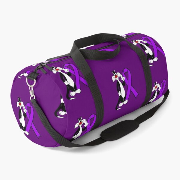 Item preview, Classic Tuxedo Cat Cartoon Standing with Awareness Ribbon (Purple) designed and sold by CaitlynConnor.