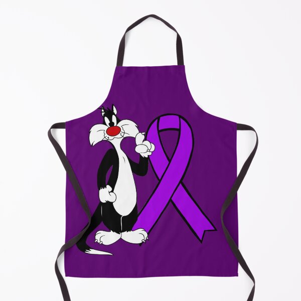 Item preview, Classic Tuxedo Cat Cartoon Standing with Awareness Ribbon (Purple) designed and sold by CaitlynConnor.