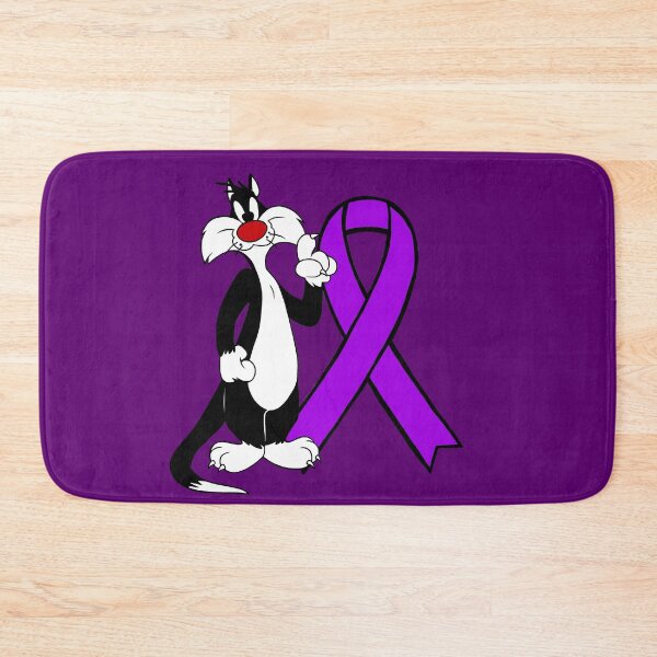 Item preview, Classic Tuxedo Cat Cartoon Standing with Awareness Ribbon (Purple) designed and sold by CaitlynConnor.
