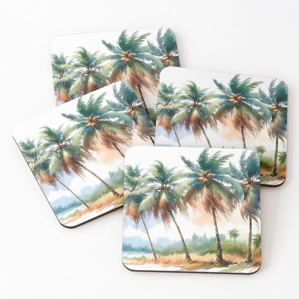 Item preview, Tropical palm trees with coconuts designed and sold by cj-digital.