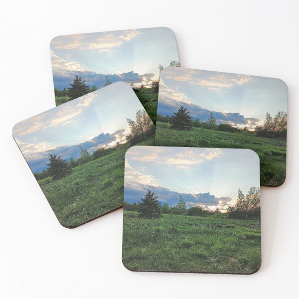 Item preview, Summer farm grass land in sunset landscape picture designed and sold by naturematters.