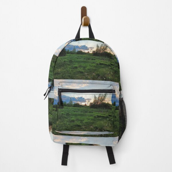 Item preview, Summer farm grass land in sunset landscape picture designed and sold by naturematters.