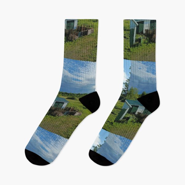Item preview, Spring farm grass land and barn under blue sky landscape picture designed and sold by naturematters.