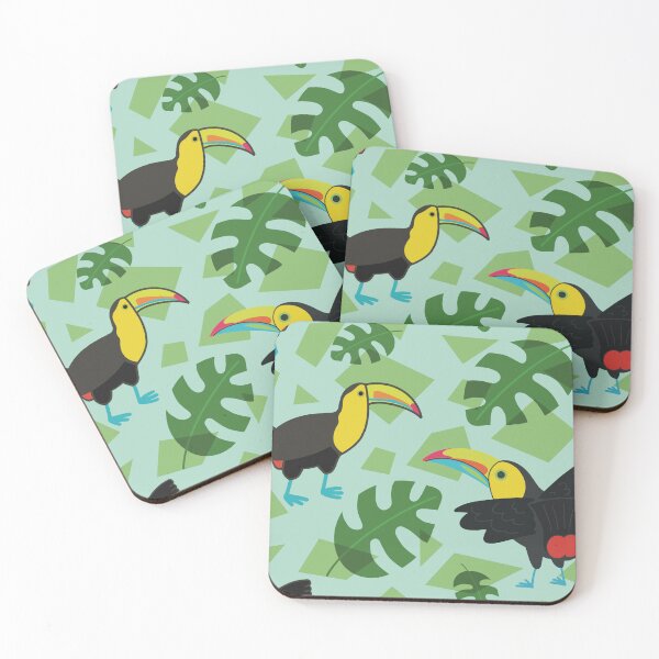 Item preview, Toucan and Cheese Plant Tropical Summer Pattern designed and sold by Catphonesoup.
