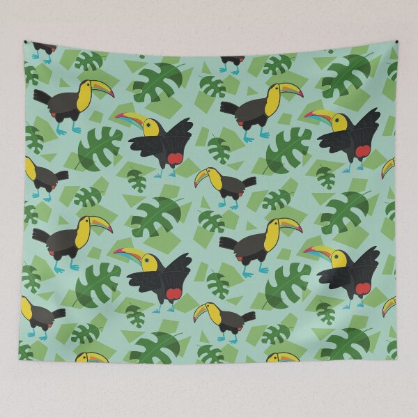 Item preview, Toucan and Cheese Plant Tropical Summer Pattern designed and sold by Catphonesoup.