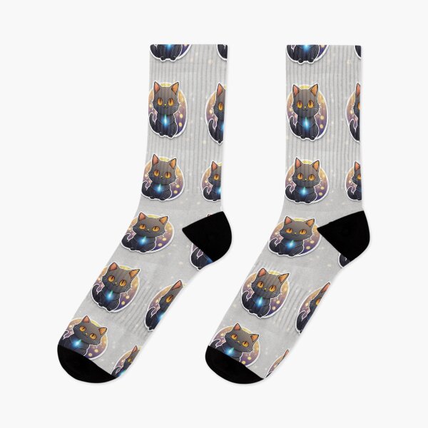 Artikelvorschau, Schwarze Katze leuchtet Cartoon Sticker entworfen und verkauft von CatStickershere.