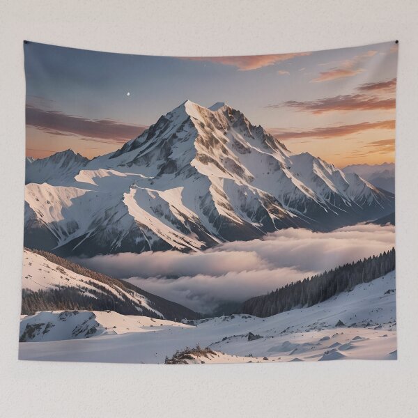Artikelvorschau, Verschneiter Sonnenuntergang Berg #1 entworfen und verkauft von KCsStudio.