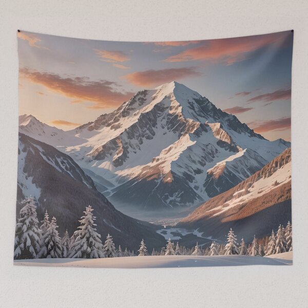 Artikelvorschau, Verschneiter Sonnenuntergang Berg #3 entworfen und verkauft von KCsStudio.
