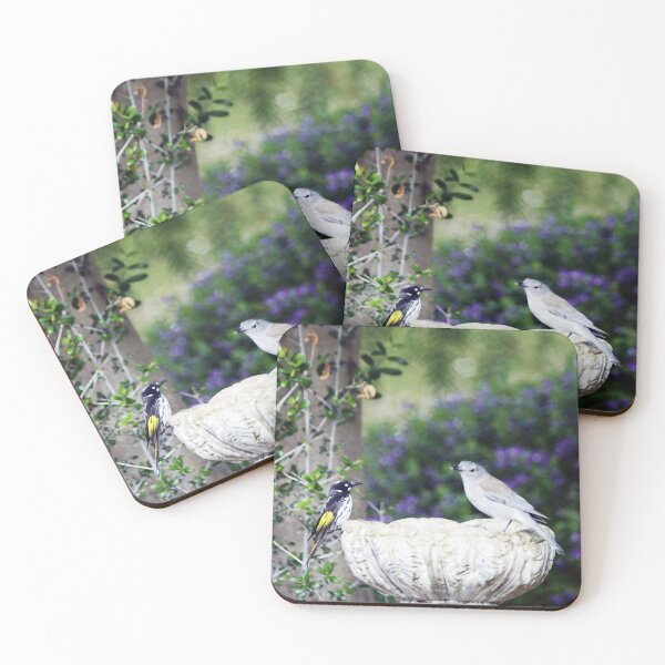Item preview, Gilbert's Whistler and New Holland Honeyeater meet at the birdbath designed and sold by imaginethis.
