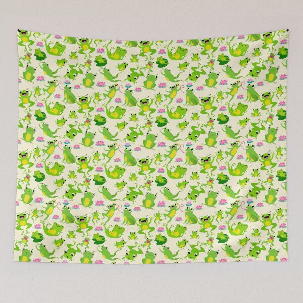 Item preview, Frogs seamless pattern with lotus Lilly pad designed and sold by Fantacaroo Designs.