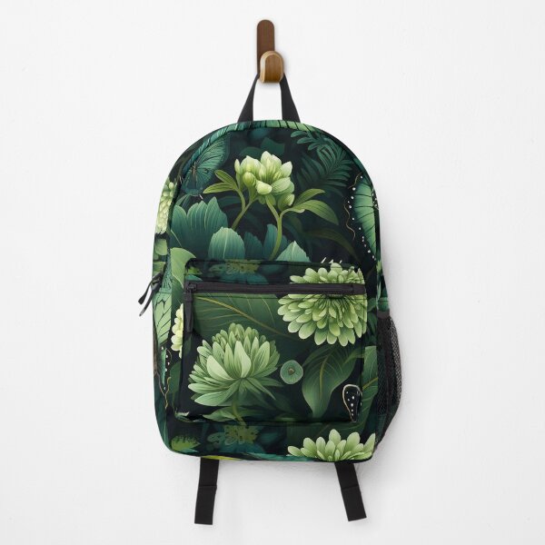 Item preview, Green butterflies and floral forest designed and sold by PRINYOS.