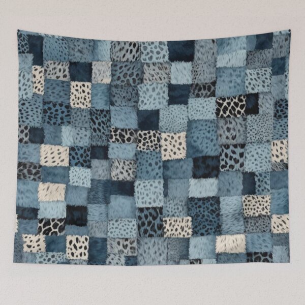 Item preview, Abstract Blue Faux Fur Patchwork Pattern designed and sold by calibrit.