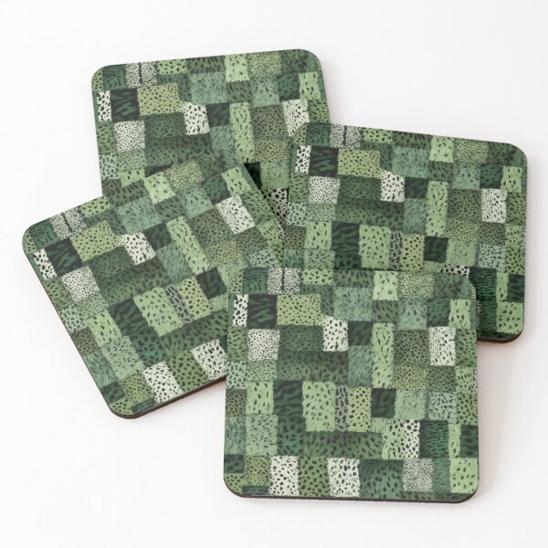 Item preview, Abstract Green Faux Fur Patchwork Pattern designed and sold by calibrit.
