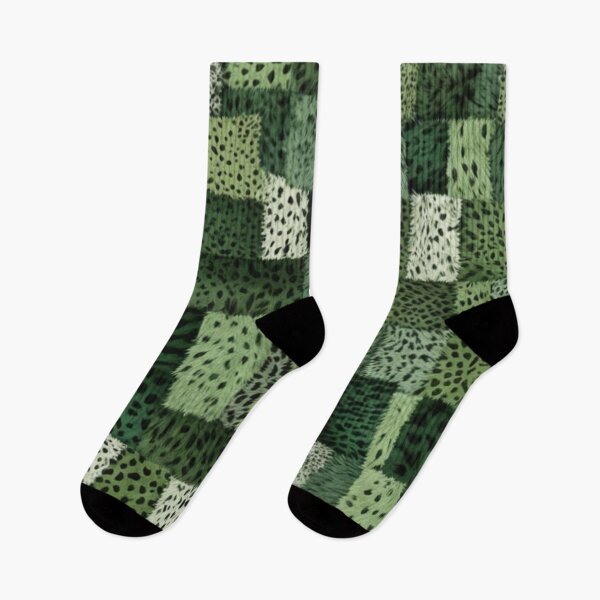 Item preview, Abstract Green Faux Fur Patchwork Pattern designed and sold by calibrit.