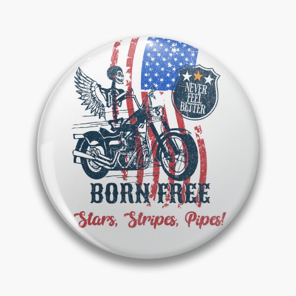 Item preview, Skull Biker Born Free, American Funny Bicker 4th of July Celebration designed and sold by CrazyInk23.