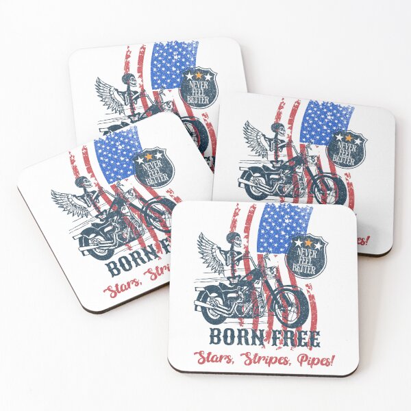Item preview, Skull Biker Born Free, American Funny Bicker 4th of July Celebration designed and sold by CrazyInk23.