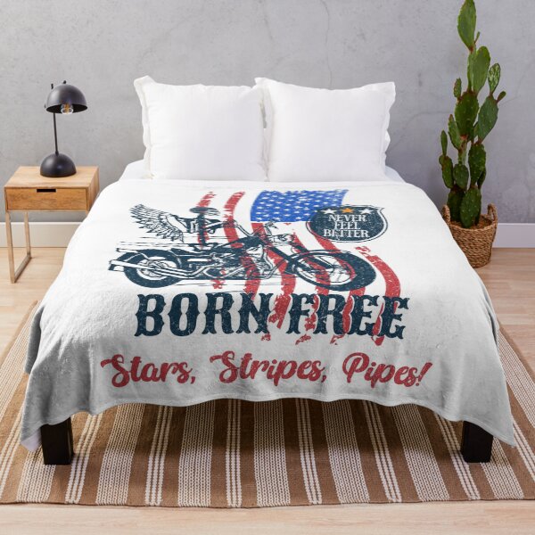 Item preview, Skull Biker Born Free, American Funny Bicker 4th of July Celebration designed and sold by CrazyInk23.