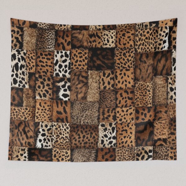 Item preview, Abstract Brown Faux Fur Patchwork Pattern designed and sold by calibrit.