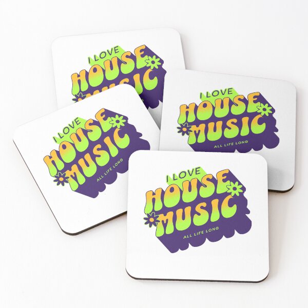 Item preview, HOUSE MUSIC  - I Love Mega Dropshadow (plum/lime/orange)  designed and sold by Discothreadz.
