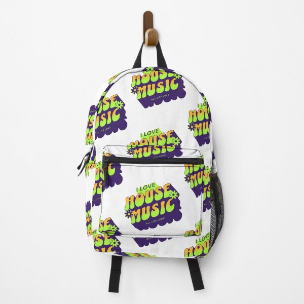 Item preview, HOUSE MUSIC - I Love Mega Dropshadow (plum/lime/orange) designed and sold by Discothreadz.