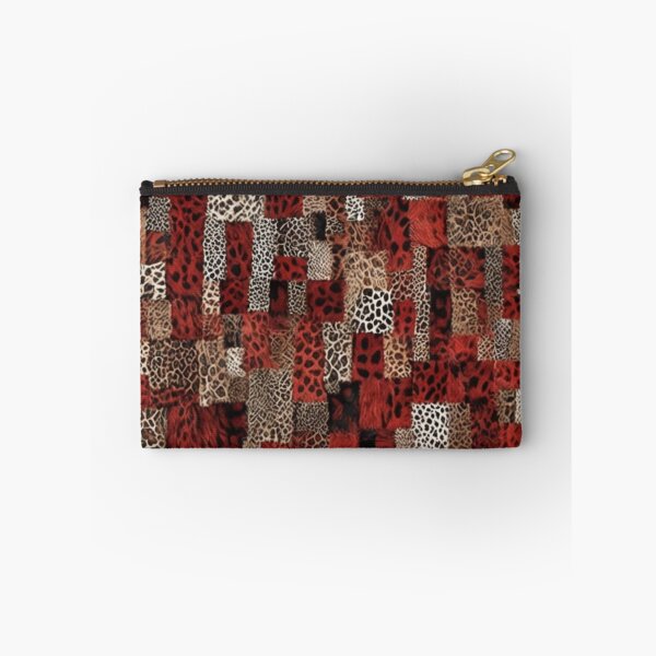Item preview, Abstract Red Faux Fur Patchwork Pattern designed and sold by calibrit.