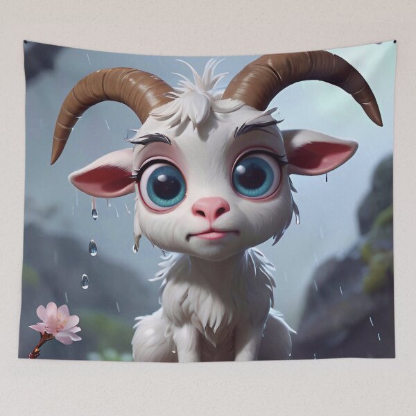 Item preview, Cute Little Goat In The Rain designed and sold by TheArtOfPat.