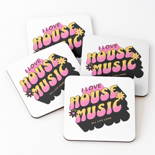 Item preview, HOUSE MUSIC  - I Love Mega Dropshadow (black/pink/orange)  designed and sold by Discothreadz.
