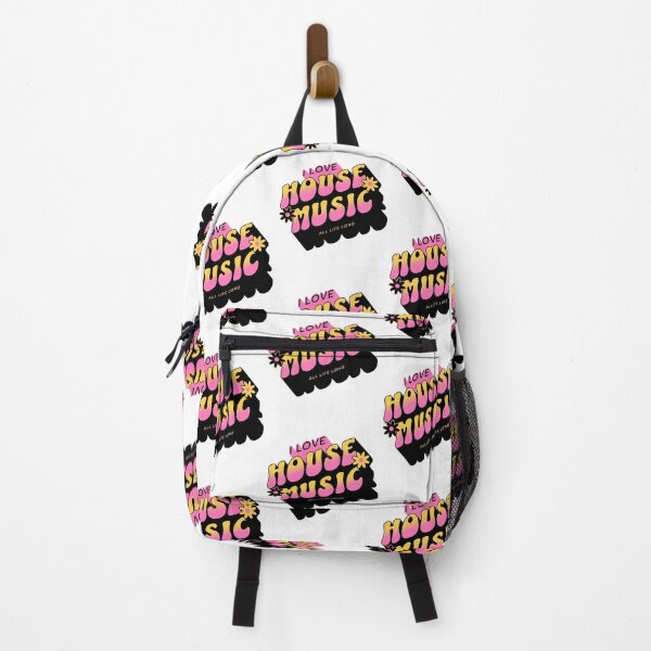 Item preview, HOUSE MUSIC - I Love Mega Dropshadow (black/pink/orange) designed and sold by Discothreadz.