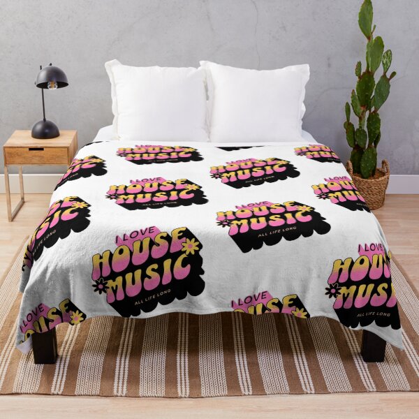 Item preview, HOUSE MUSIC - I Love Mega Dropshadow (black/pink/orange) designed and sold by Discothreadz.