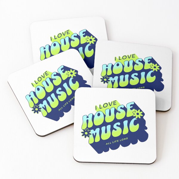 Item preview, HOUSE MUSIC  - I Love Mega dropshadow (lime/blue)  designed and sold by Discothreadz.