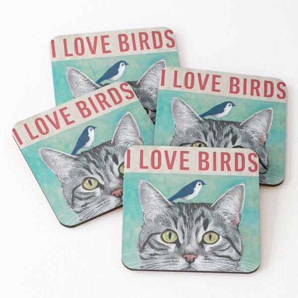 Item preview, Cat Loves Birds designed and sold by Hirako Nakatsu.