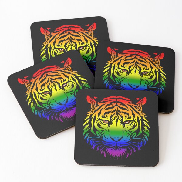 Item preview, Tiger Head with LGBTQ Rainbow Pride Flag Colors, Cool Rainbow Design designed and sold by Travelslightly.